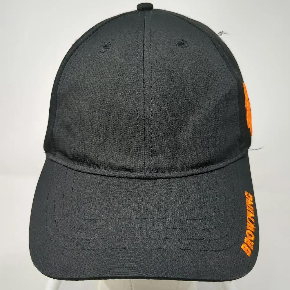 Browning Baseball Cap Black One Size Strapback Orange Buckmark Side Logo Hat